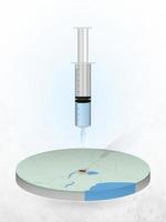 Vaccination of Rwanda, injection of a syringe into a map of Rwanda. vector