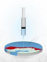 Vaccination of Norway, injection of a syringe into a map of Norway. vector