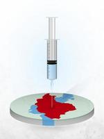 Vaccination of Iran, injection of a syringe into a map of Iran. vector