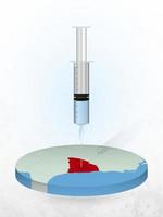 Vaccination of South Carolina, injection of a syringe into a map of South Carolina. vector