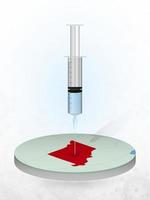 Vaccination of Missouri, injection of a syringe into a map of Missouri. vector