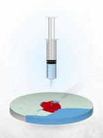 Vaccination of Tanzania, injection of a syringe into a map of Tanzania. vector