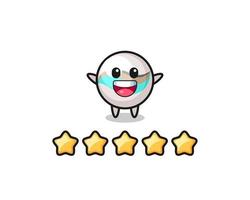 the illustration of customer best rating, marble toy cute character with 5 stars vector