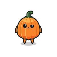 the mascot of the pumpkin with sceptical face vector