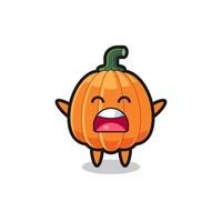 cute pumpkin mascot with a yawn expression vector