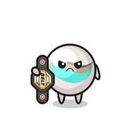 marble toy mascot character as a MMA fighter with the champion belt vector