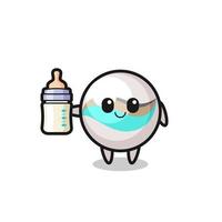 personaje de dibujos animados de juguete de mármol bebé con botella de leche vector