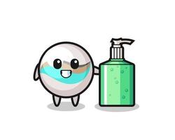 cute marble toy cartoon with hand sanitizer vector