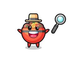 illustration of the meatball bowl mascot as a detective who manages to solve a case vector