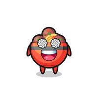 cute meatball bowl character with hypnotized eyes vector