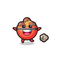 the happy meatball bowl cartoon with running pose vector