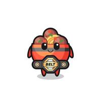 the MMA fighter meatball bowl mascot with a belt vector
