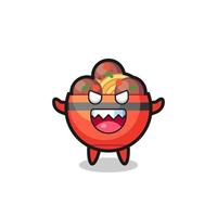 illustration of evil meatball bowl mascot character vector