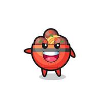 meatball bowl cartoon with very excited pose vector