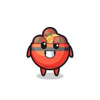 cute meatball bowl mascot with an optimistic face vector