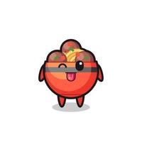 cute meatball bowl character in sweet expression while sticking out her tongue vector