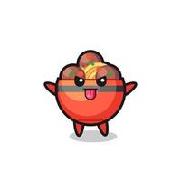 naughty meatball bowl character in mocking pose vector