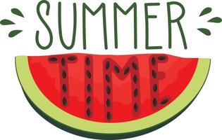 Summertime lettering with watermelon slice. Vector logo illustration