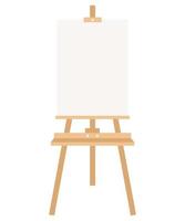 Wooden easel with canvas isolated on a white background. Art supplies. vector