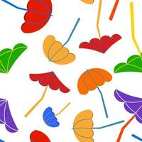 Seamless pattern of beach red and yellow umbrellas. vector