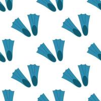 Seamless pattern of plastic blue fins for diving equipment diveres on a white background. vector