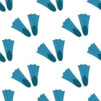 Seamless pattern of plastic blue fins for diving equipment diveres on a white background. vector