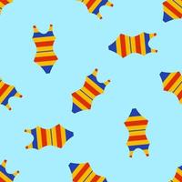 Seamless pattern of a striped swimsuit on a blue background. vector