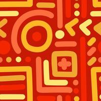 RED SEAMLESS VECTOR BACKGROUND WITH MULTICOLORED GEOMETRIC ELEMENTS