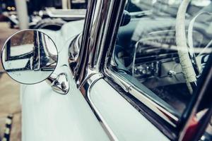 part retro car close-up. Beautiful style transport exhibition. photo