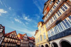 Facade of a building with windows. Charming town in Germany . Li photo