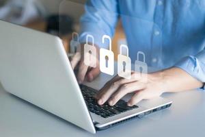 Concept of cyber security, information security and encryption, secure access to user's personal information, secure Internet access, cybersecurity. photo