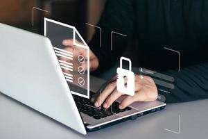 Concept of cyber security, information security and encryption, secure access to user's personal information, secure Internet access, cybersecurity. photo