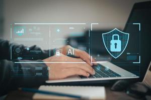 Concept of cyber security, information security and encryption, secure access to user's personal information, secure Internet access, cybersecurity. photo