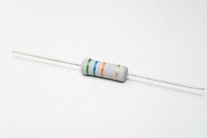 Close up of resistor isolated on white background. A resistor on the white photo