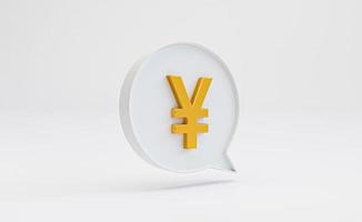 Golden of Yuan or Yen sign inside of white text box , Yuan and Yen currency are the main currency exchange and money transfer from China and Japan countries concept by 3d render. photo