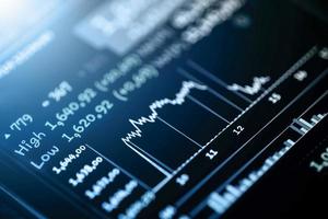 Stock exchange market or trading graph on LED display , financial investment and economy trends concept photo