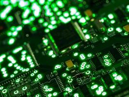 Abstract background,close up green circuit board. Electronic computer hardware technology. Main board computer background. Integrated communication processor. Information engineering component. photo