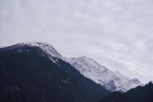 zoom view of mountains clouds and ice photo