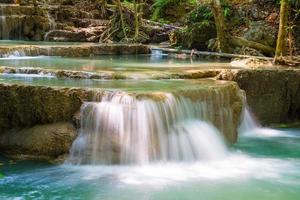 Waterfall flow down clear beautiful natural photo