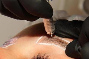 Eyebrow microblading procedure, salon photo