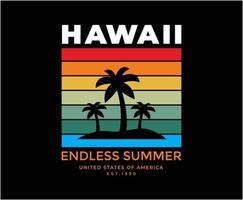 diseño de camiseta de vector de verano de hawaii para imprimir