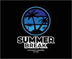 diseño de camiseta de vector de vacaciones de verano para imprimir
