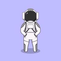 astronaut standing facing forward putting his hand in his pocket illustration vector