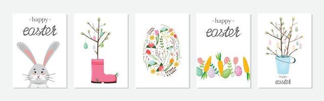 Collection of Easter templates with cute design elements. vector