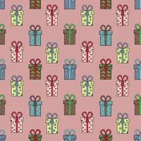 Seamless pattern with painted gifts.The theme is Valentine's Day, wedding, birthday, Christmas.For websites and interfaces, mobile applications, icons, postcards, wrapping paper. Vector pattern.