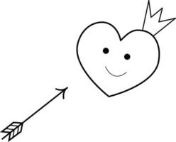 Vector image of a heart with an arrow. Simple contour vector, a set of technologies for user interface and UX, website or mobile application isolated on a white background