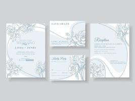 Minimalist wedding invitation with floral line art vector