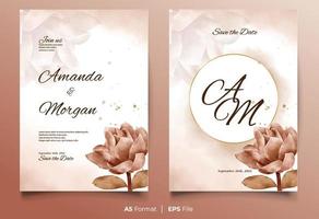 Luxury watercolor wedding invitation with rustic flower