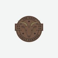 Badge of Goat farm logo in line style design vector illustration template, goat logo element, inspiration, template