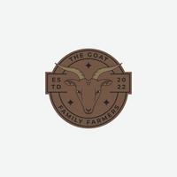 Badge of Goat farm logo in line style design vector illustration template, goat logo element, inspiration, template